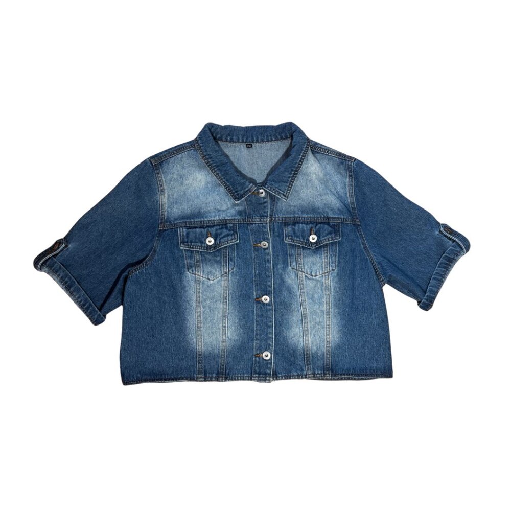 Denim Button- Up Crop